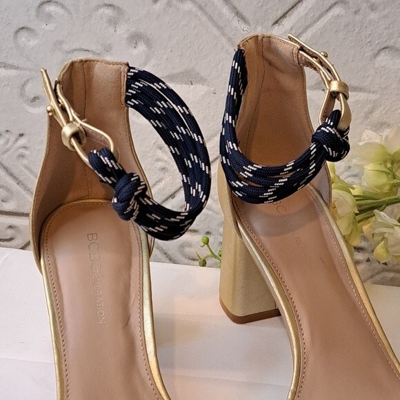 BCBGENERATION TELILA ANKLE STRAP SANDAL IN GOLD SIZE 8.5M - Picture 8 of 16